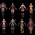 Game and Movie Characters with Diverse Fantasy Costumes and Armor Designs