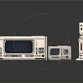 Vintage Camera Equipment Display With Main Body Small Accessory And Flash Unit