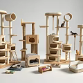 Wooden Multi Level Cat Tree With Condo Scratching Post And Platforms For Cats