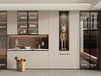 Modern Simple Wine Cabinet Sideboard Finished Wine Cabinet 3d model