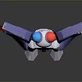 Game And Movie Sci-Fi Robot Character With Blue White Red Armor And Mechanical Arms
