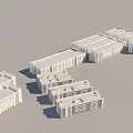 Modern Industrial Factory With Multiple Connected Building Structures And Roof Design 3d model