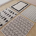Square Rugs With Various Black White Geometric Patterns And Modern Designs 3d model