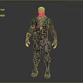 Game Movie Character with Blonde Short Hair Dark Tactical Top Camouflage Pants and Black Boots