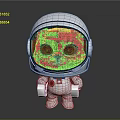 Cute Striped Cat Character In White Astronaut Helmet With Big Green Eyes