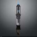 Futuristic Sci Fi Weapon With Blue Glowing Elements And Silver Black Copper Design