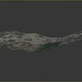 Detailed 3D Terrain Model Aerial View With City River And Green Vegetation