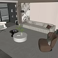 Sofa Coffee Table Combination Leisure Chair Single Sofa Floor Lamp 3d model