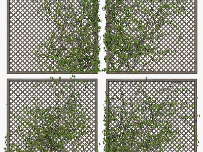 Green Leafy Vines Climbing Lattice Fence For Garden Decor Accent Piece 3d model