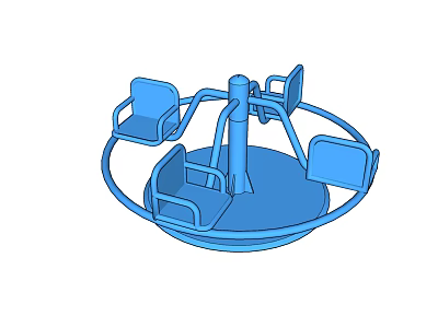 Blue Circular Merry Go Round Play Equipment With Four Seats For Children 3d model