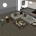 Modern Living Room Interior With L Shaped Sofa Coffee Table And Floor Lamp