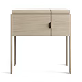 Modern Bedside Table With Sleek Design Wooden Top Metal Legs And Drawer