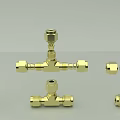 Elbow Fitting Connector Pipe Tee Threaded Connector Straight Pipe Fitting 3d model
