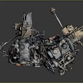 Rusty Old Car Engine Parts With Various Mechanical Components And Metal Gears