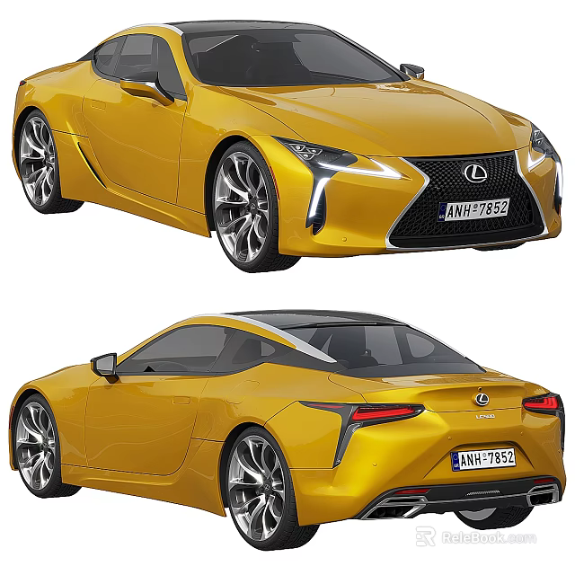 Yellow Lexus Sports Car Sleek Exterior Design With Front And Rear Views 3d model 
