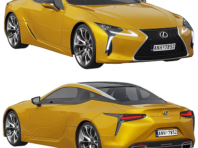 Yellow Lexus Sports Car Sleek Exterior Design With Front And Rear Views 3d model