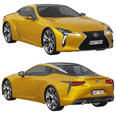 Yellow Lexus Sports Car Sleek Exterior Design With Front And Rear Views 3d model