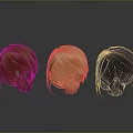 Stylish Woman's Wig Hairstyle Display With Brown Orange And Black Hair Colors