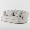 Modern Beige Sectional Sofa With Geometric Patterned Cushions And Wooden Base 3d model