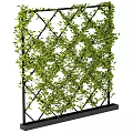 Green Vines Covered Black Grid Decorative Wall For Outdoor Garden Space 3d model