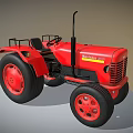 Red Mahindra Utility Vehicle Tractor With Large Tires And Black Seat Design