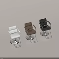 Commercial Barber Chairs With White Brown Black Colors Armrests And Metal Base