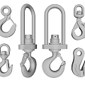 Metal Industrial Hooks Various Types With Bolt And Ring Structures 3d model