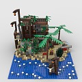 LEGO Toy Blocks Pirate Island Scene Plants Forest Trees Beach 3d model