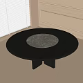 Modern Round Dining Table With Black Tabletop Marble Centerpiece And X Shaped Base 3d model