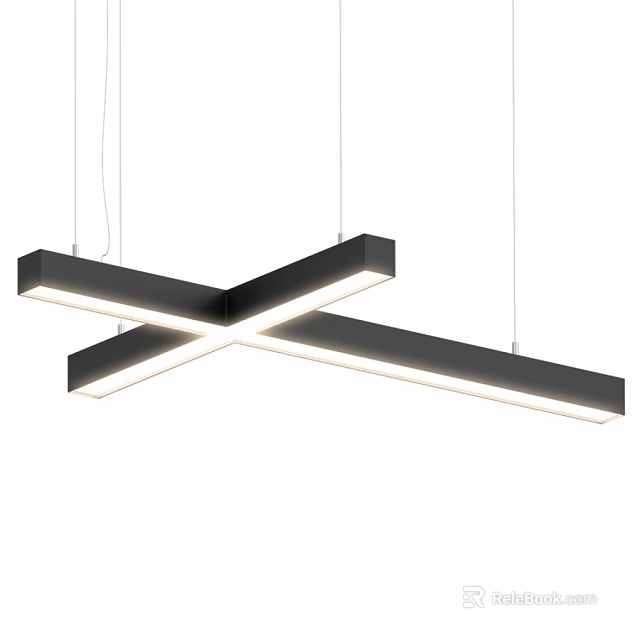 Modern Cross Design Pendant Light with Black Frame and White Illumination for Contemporary Interior Spaces 3d model 