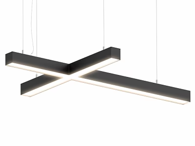 Modern Cross Design Pendant Light with Black Frame and White Illumination for Contemporary Interior Spaces 3d model