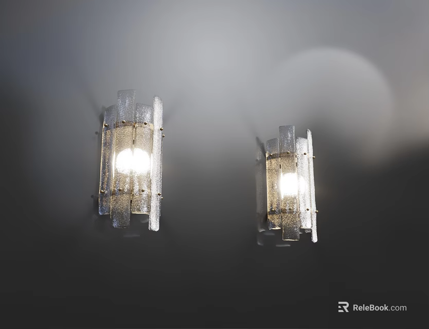 Modern Contemporary Glass Wall Lamps Illuminated Pair Design Mounted On Wall 3d model 