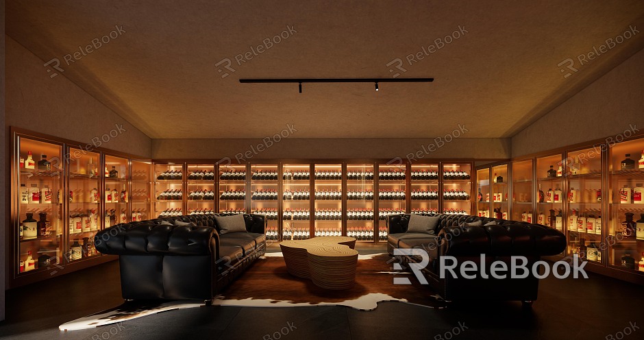 Club Wine Tasting Room Wine Cellar Presidential Suite Executive Lounge Hotel Club Wine Cabinet Bar Bar model