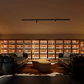 Luxurious Wine Cellar Interior With Wooden Wine Racks Black Leather Sofas And Round Coffee Table 3d model