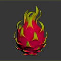 Fresh Red Dragon Fruit With Yellow Spikes On Black Background Surface
