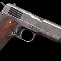 Classic Pistol with Metal Body Textured Wooden Grip and Brown Design Details