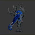 Mechanical Game and Movie Character With Blue Flaming Arms and Spiked Armor Design