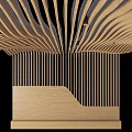Modern Wooden Wall Decor With Wavy Patterns Vertical Slats And Integrated Lighting 3d model