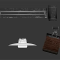 Electronic Appliances Setup With Modern Monitor And Wooden Speaker Design