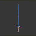Red Lightsaber Weapon With Long Slender Blade And Detailed Hilt On Gray Gradient Background