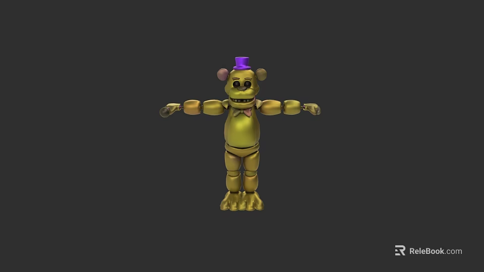 Green Bear Shaped Electric Toy With Purple Hat And Joint Design 3d model 