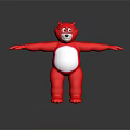 Red Stuffed Bear Doll With White Belly And Outstretched Arms 3D Render