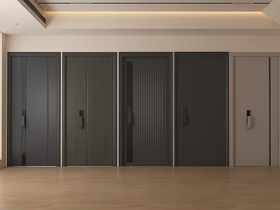 Modern Interior With Various Style Security Doors 3d model