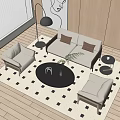 Modern Sofa Coffee Table Combination Multi-person Sofa Floor Lamp Coffee Table Single Sofa 3d model