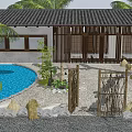 Karesansui Japanese Garden Design With Raked Gravel Stones Bamboo Fences And Wooden Accents