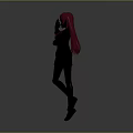 Cartoon Child Character With Long Purple Hair White Top Black Shorts And Pink Shoes