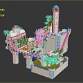 Mediterranean Style White Architecture Model With Blue Domes Tower Palm Trees And Balconies