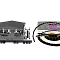 Architectural Structures Featuring Stage Canopy And Curved Decorative Design Elements