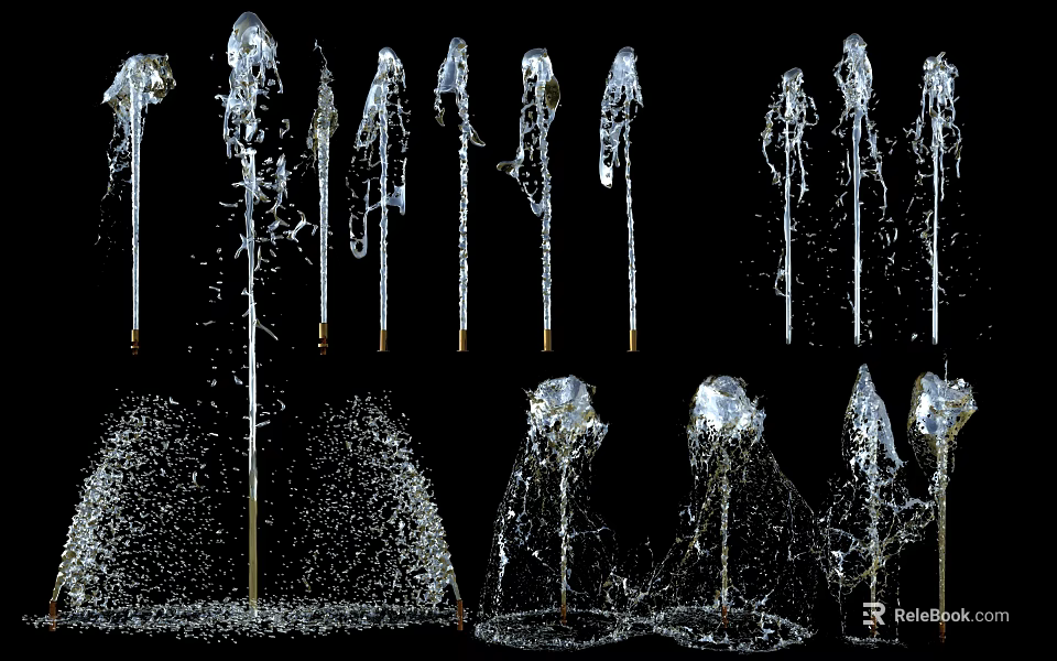 Decorative Garden Ornaments Featuring Fountain Nozzles with Various Water Flow Patterns 3d model 