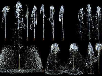 Decorative Garden Ornaments Featuring Fountain Nozzles with Various Water Flow Patterns 3d model